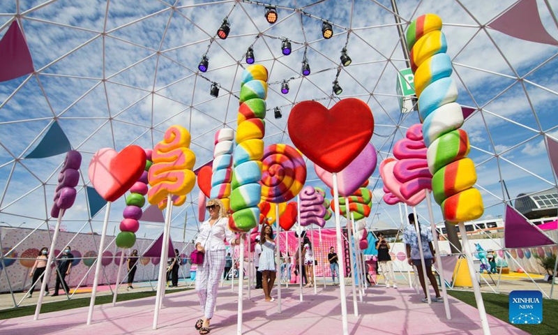 People visit the Sugar Rush theme park in Mississauga, Ontario, Canada, on Sept. 3, 2021. Photo:Xinhua