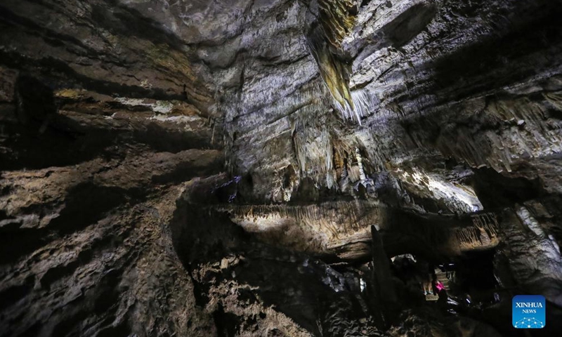 The geological scenery is seen at the Cave of Han in Han-sur-Lesse, Wallonia, Belgium, on Sept. 4, 2021. As an important tourist destination famous for its geological scenery in Wallonia, the Cave of Han has been visited by over 23 million tourists. (Photo: Xinhua)