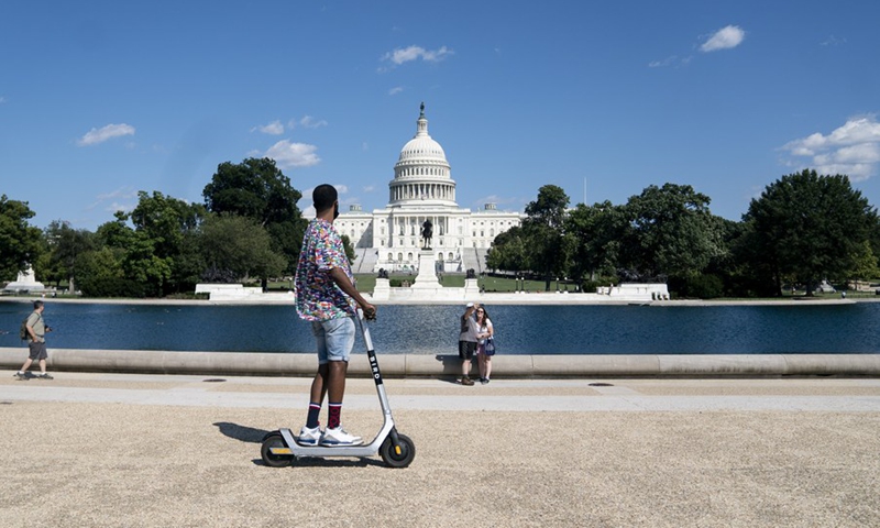 People are seen near the Capitol building in Washington, D.C., the United States, on Sept. 6, 2021.(Photo: Xinhua)