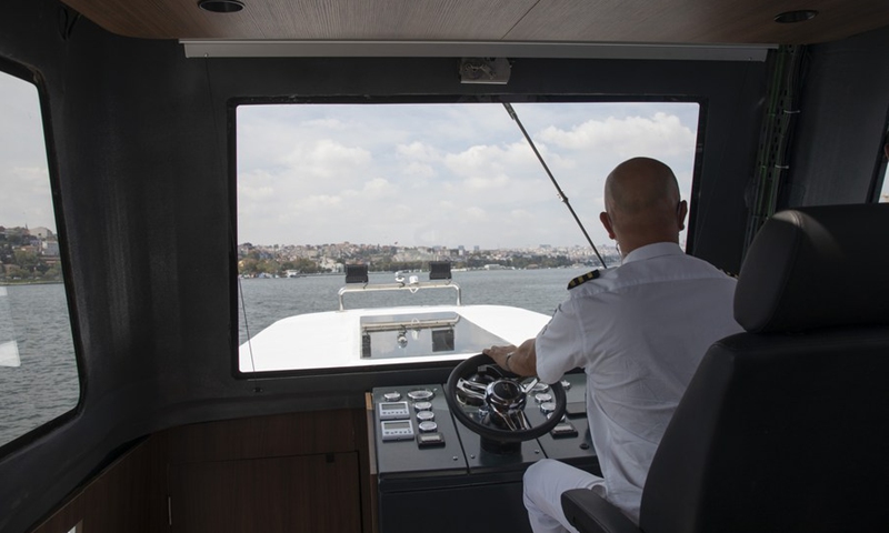 A sea taxi sails on the sea in Istanbul, Turkey on Sept. 13, 2021.(Photo: Xinhua)