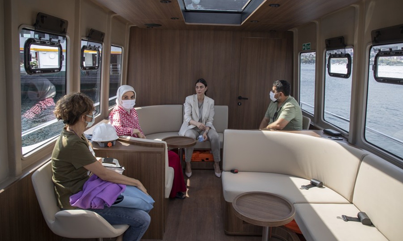 Passengers are riding in a sea taxi in Istanbul, Turkey on Sept. 13, 2021. (Photo: Xinhua)