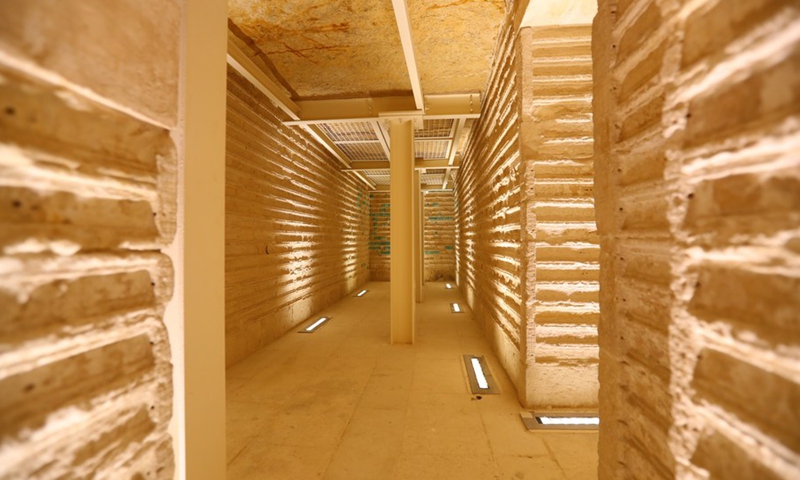 Photo shows the interior of the south tomb of King Djoser in Saqqara necropolis, south of Cairo, Egypt, on Sept. 14, 2021. (Photo: Xinhua)