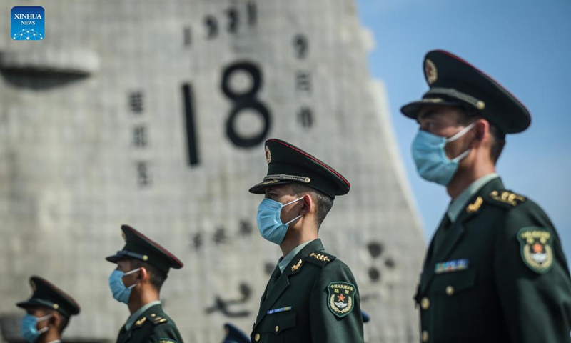 A bell-tolling ceremony marking the 90th anniversary of the September 18 Incident is held at the September 18 Incident History Museum in Shenyang, capital of northeast China's Liaoning Province, Sept. 18, 2021. Sirens sounded and a huge bell tolled in Shenyang on Saturday in commemoration of the September 18 Incident 90 years ago that marked the start of Japan's 14-year invasion of China.Photo:Xinhua