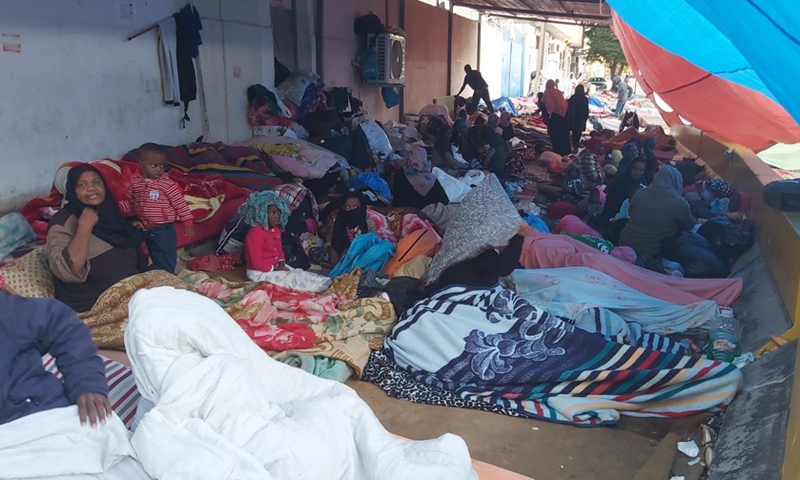 Migrants are temporarily settled in the Ain Zara shelter in Tripoli, Libya, on Oct. 11, 2021.(Photo: Xinhua)