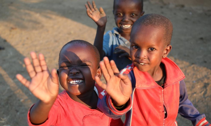 Children are seen at a Maasai tribe near the Maasai Mara National Reserve in Kenya, Aug. 29, 2021.Photo:Xinhua