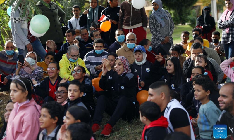 People join a gathering to mark the International Day of Persons with Disabilities at Merryland Park in Cairo, Egypt, on Dec. 3, 2021.Photo:Xinhua