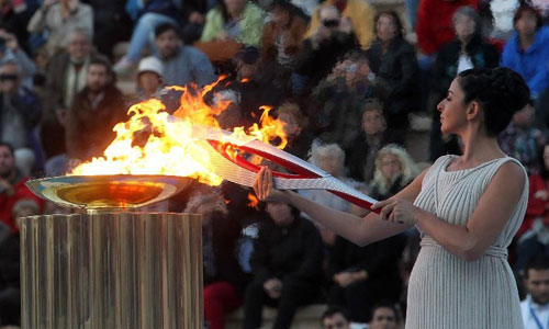 Olympic flame handover ceremony for Sochi Winter Games held in Athens ...