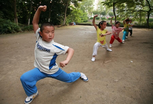 Children practise martial arts in summer vacation, China's Jiangsu ...