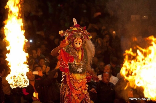 Artists in traditional attire mark Kartik Naach Festival in Nepal ...