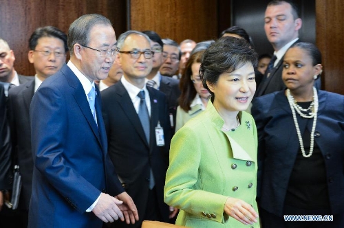 S. Korean president meets UN chief on maiden foreign trip - Global Times