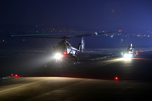 Attack helicopters lift off for night flight training - Global Times