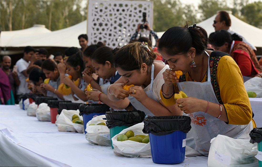 People celebrate the Mango Festival in New Delhi, India Global Times