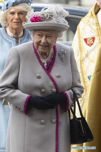 British Queen attends service marking 750th anniv. of rebuilding of ...