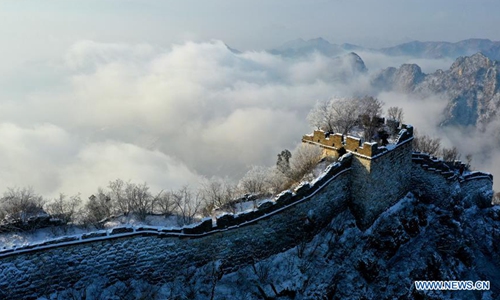 Snow scenery of Jiankou Great Wall in Huairou District of Beijing ...