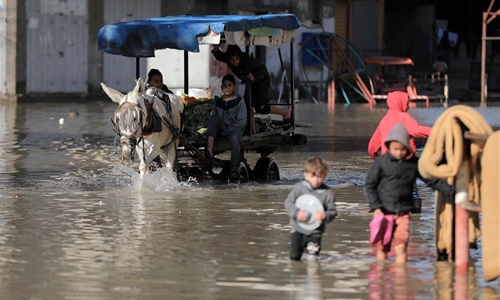 Floodwater After Winter Storm In Jabalia Refugee Camp In Northern Gaza ...