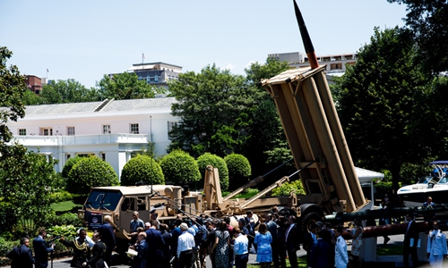 The Lockheed Martin's THAAD missile defense system is seen during the 3rd annual Made in America product showcase at the White House in Washington D.C., the United States, July 15, 2019. (Xinhua/Ting Shen)