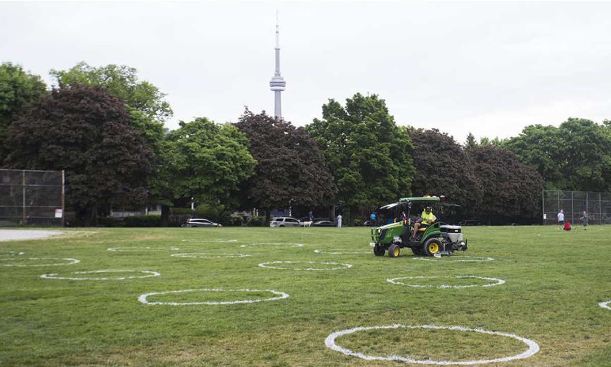 Toronto paints circles on grass at Trinity Bellwoods Park ...