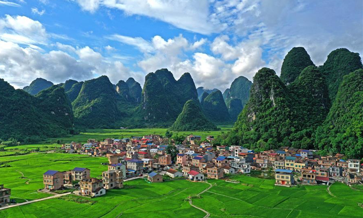 Aerial view of Huanjiang Maonan Autonomous County in Guangxi - Global Times