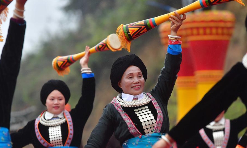 People Of Yao Ethnic Group Perform During Harvest Festival In Guangxi