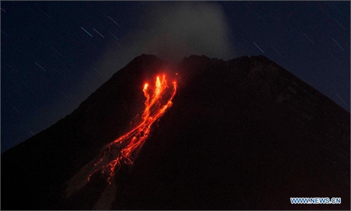 Mount Merapi spews volcanic materials in Indonesia - Global Times