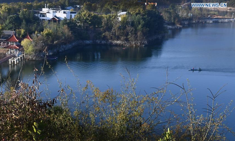 Aerial photo taken on March 4, 2021 shows a view of Ankang reservoir of the Hanjiang River in Ankang, northwest China's Shaanxi Province.Photo:Xinhua