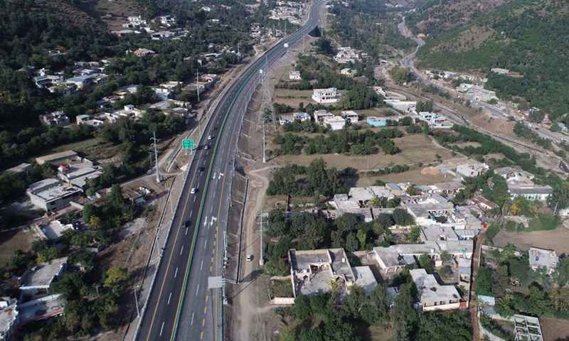 Photo taken on Nov. 18, 2019 shows a view of the expressway section of the Karakorum Highway (KKH) project phase two in Pakistan.Photo:Xinhua