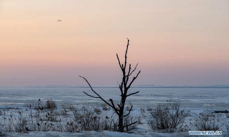 Photo taken on March 13, 2021 shows the scenery of Xingkai Lake, a border lake between China and Russia.(Photo: Xinhua)