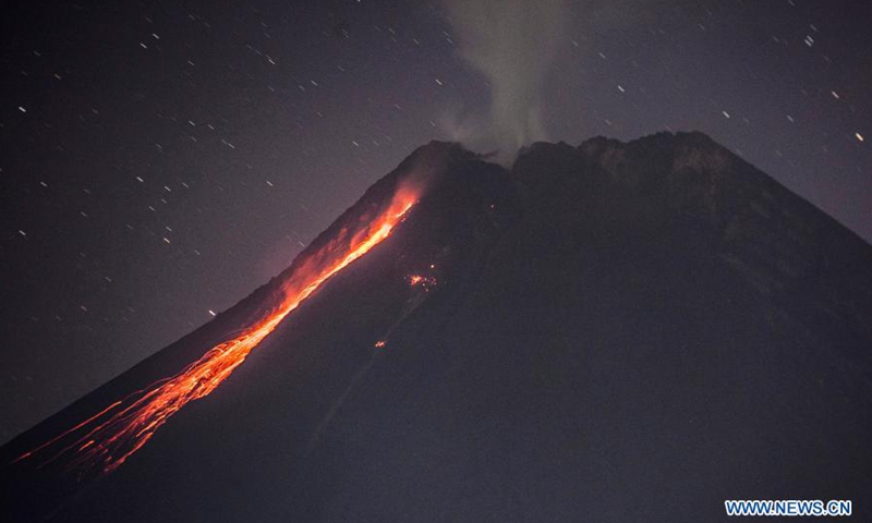 Volcanic materials spew from Mount Merapi in Indonesia - Global Times