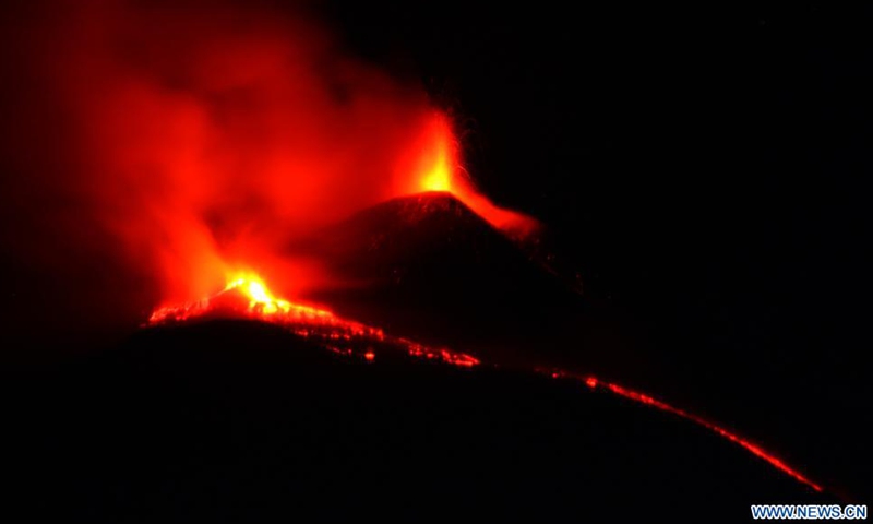 Mount Etna volcano during eruption in Sicily, Italy - Global Times