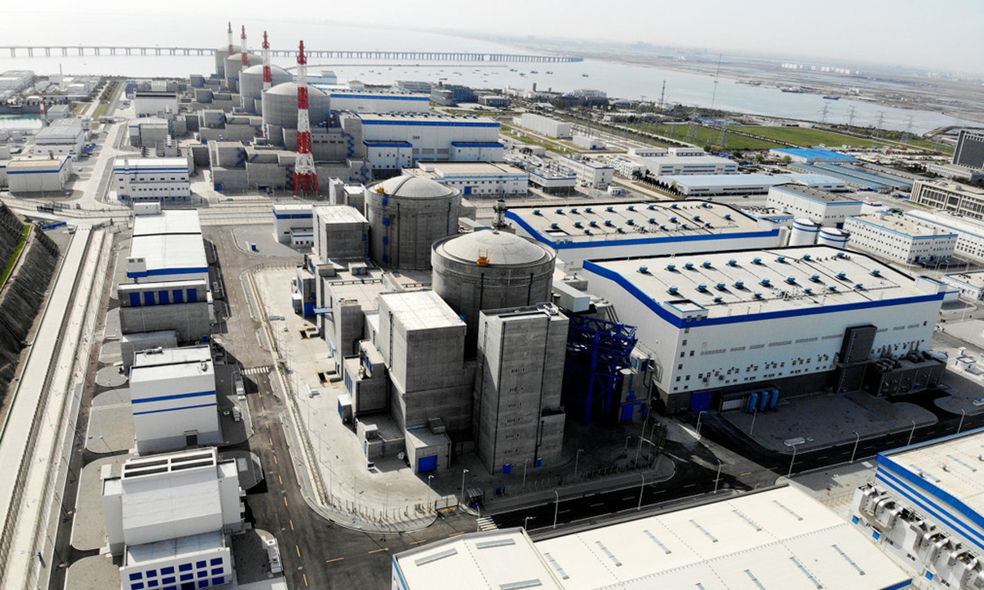 A general view of six units of the Tianwan Nuclear Power Plant, built by  China National Nuclear Corp, in Lianyungang, East China's Jiangsu Province on Sunday. The sixth unit started to load fuel after getting operating permission from the State Bureau of Nuclear Safety. The unit is the first one to load fuel in China under the 14th Five-Year Plan (2021-25). Photo: IC