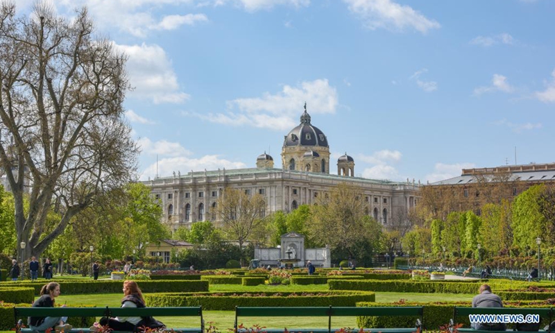 Photo taken from the Volksgarten shows the Natural History Museum in Vienna, Austria, on April 23, 2021.Photo:Xinhua