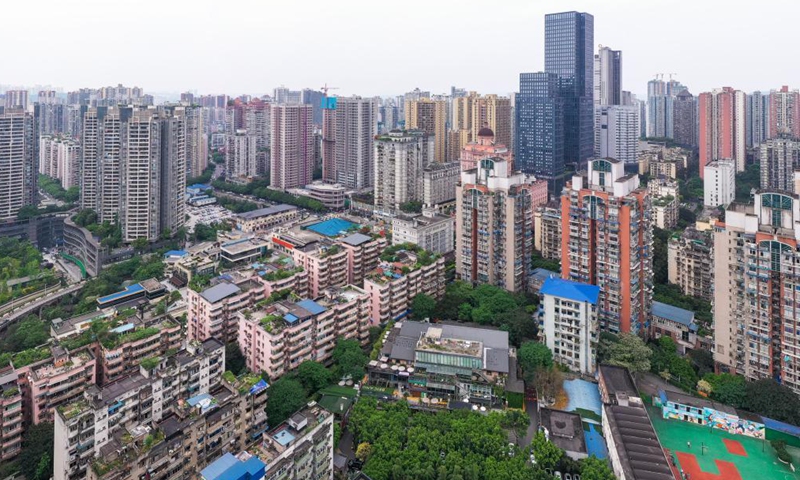 The stitched aerial photo taken on April 22, 2021 shows a view of the Beicang Cultural & Creative Quarter, southwest China's Chongqing. Photo:Xinhua