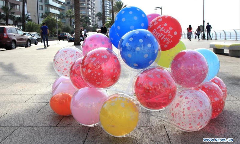 Balloons are seen at the Corniche of Beirut, Lebanon, on April 24, 2021.(Photo: Xinhua)