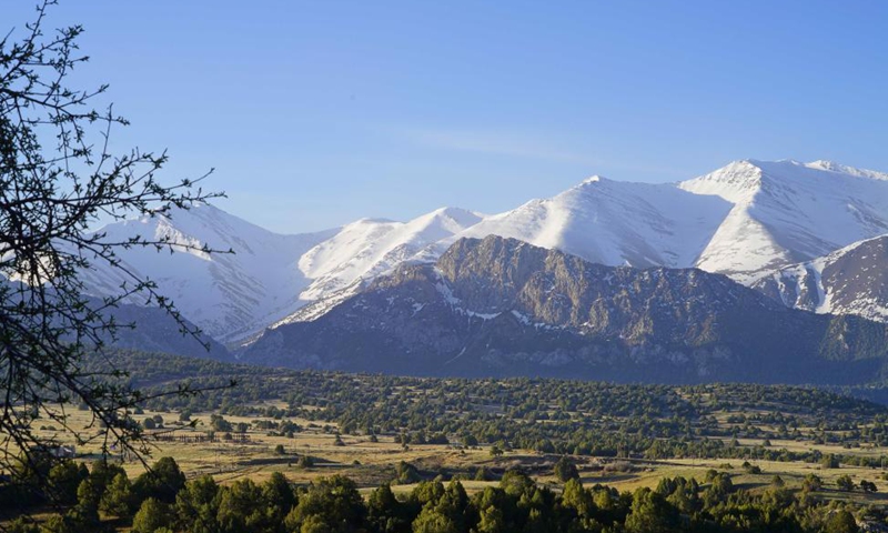 A mountain view is pictured from Zaamin National Park in the Jizzakh region of Uzbekistan, May 2, 2021. Photo: Xinhua