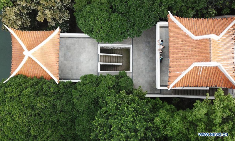 In this aerial photo, children have fun in Huancheng Park in Hefei, capital of east China's Anhui Province, May 5, 2021.(Photo: Xinhua)