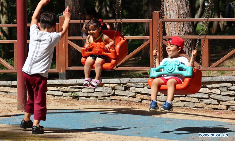 Children play at a park in Istanbul, Turkey, May 25, 2021. (Xinhua/Xu Suhui)