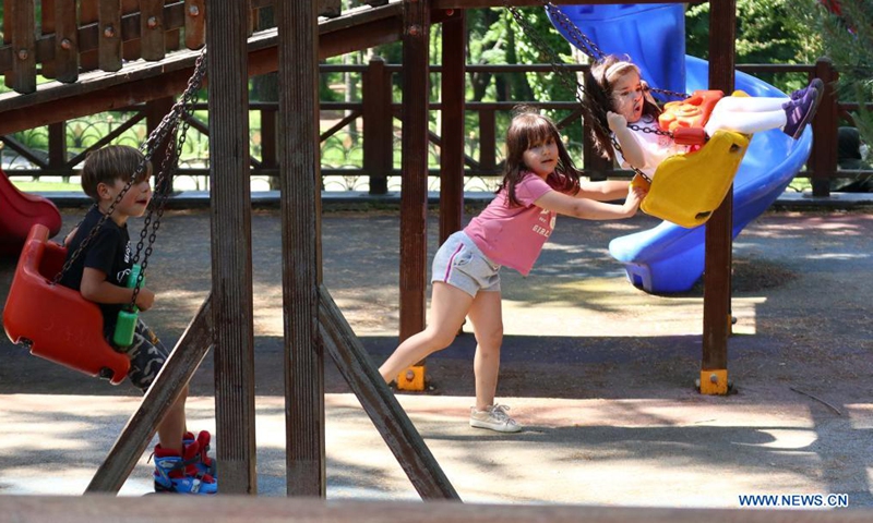 Children play at a park in Istanbul, Turkey, May 25, 2021. (Xinhua/Xu Suhui)