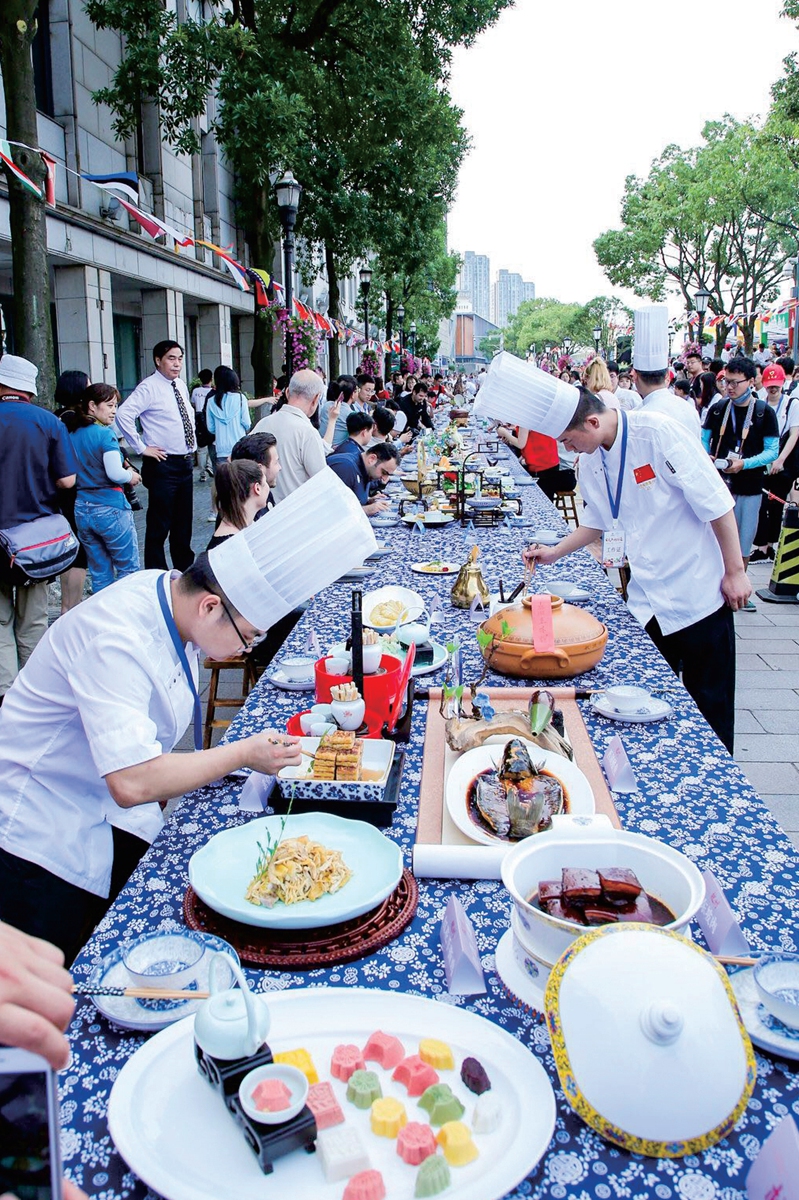 Chefs prepare food at 