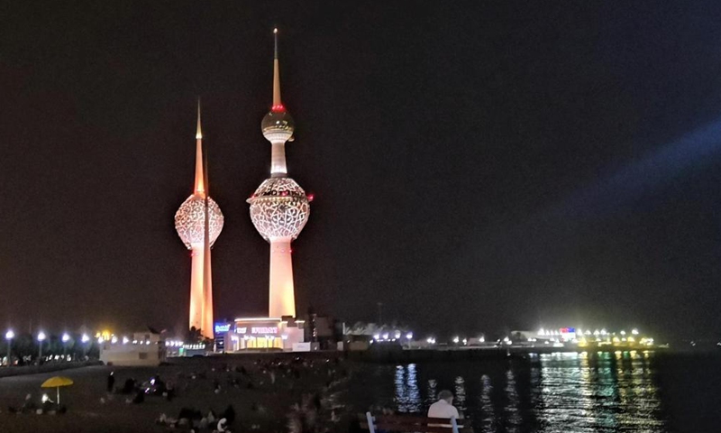 Photo taken on June 5, 2021 shows the night view in Kuwait City, Kuwait. (Xinhua/Nie Yunpeng)