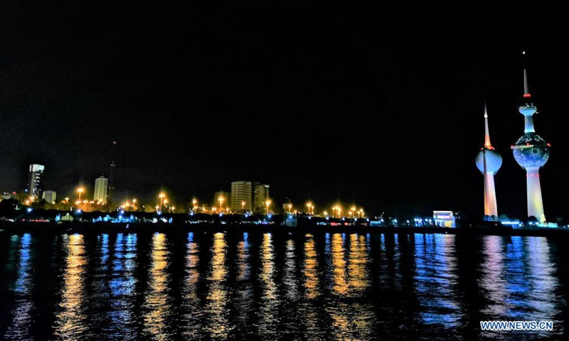 Photo taken on June 5, 2021 shows the night view in Kuwait City, Kuwait. (Xinhua/Nie Yunpeng)