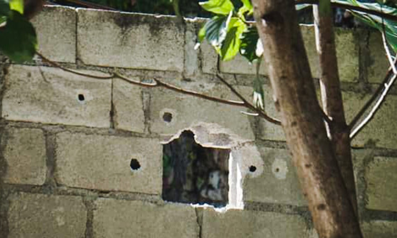 Photo taken on July 7, 2021 shows bullets holes in the facade of Haitian President Jovenel Moise's home in Port-au-Prince, Haiti.(Photo: Xinhua)