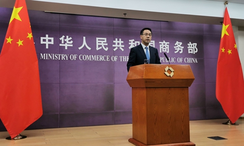 Gao Feng, spokesperson for China's Ministry of Commerce, at a press conference in Beijing on Thursday Photo: Yin Yeping/GT