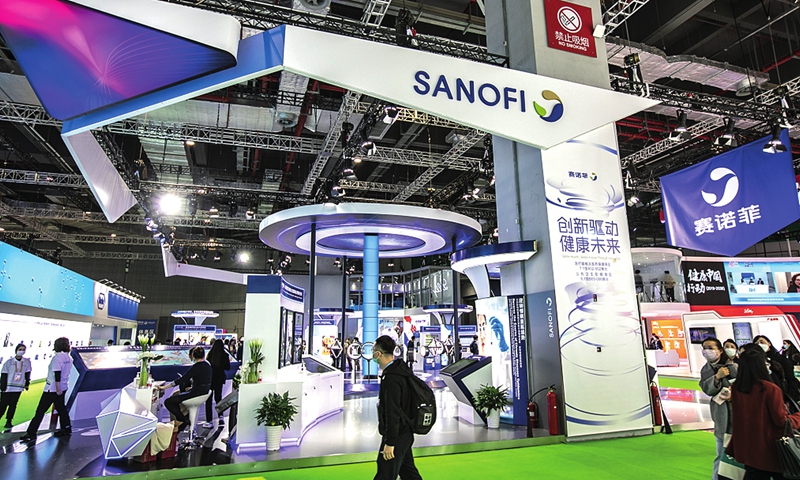 A Sanofi booth at the 2020 China International Import Expo in Shanghai Photo: IC