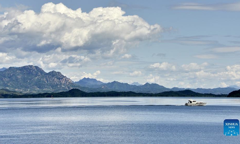 A monitoring ship patrols in the Miyun Reservoir in Beijing, capital of China, Aug. 25, 2021. Photo:Xinhua