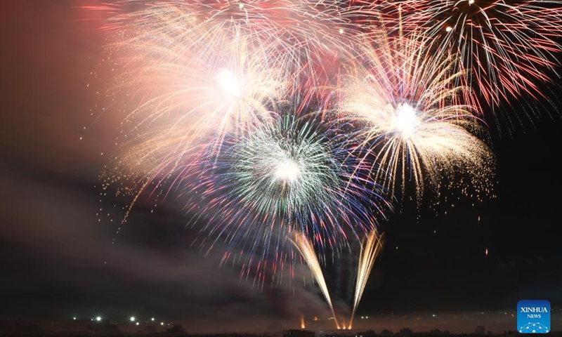 Fireworks light up the sky on the occasion of the Malta Fireworks Festival, held in the village of Mqabba in Malta, Sept. 10, 2021.Photo:Xinhua