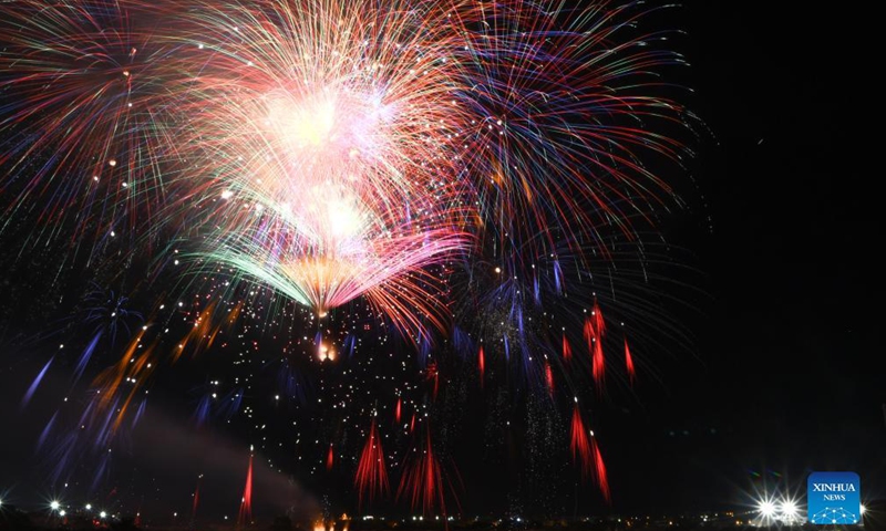 Fireworks light up the sky on the occasion of the Malta Fireworks Festival, held in the village of Mqabba in Malta, Sept. 10, 2021.Photo:Xinhua