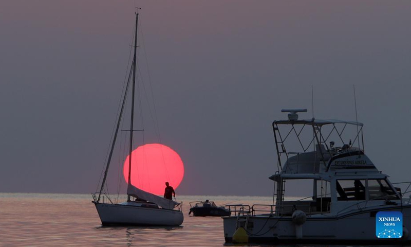 Photo taken on Sep 24, 2021 shows the sunset in Rovinj, Croatia.Photo:Xinhua