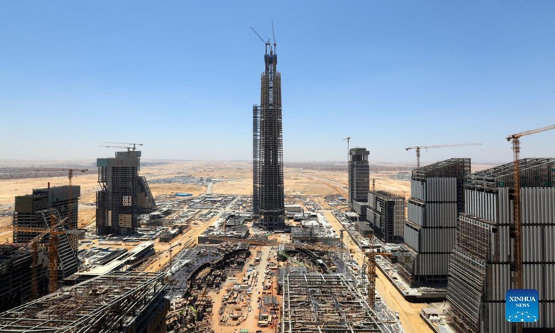 Photo taken on June 17, 2021 shows the construction site of a skyscraper in a vast business district in Egypt's new administrative capital.Photo:China News Service