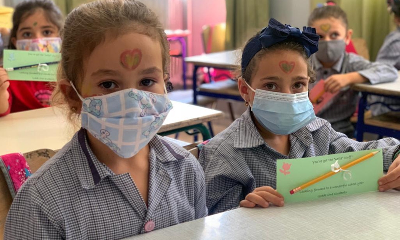 Students are seen in a classroom at a school of the town of Sohmour, western Bekaa, Lebanon, on Oct. 11, 2021. Lebanese students returned to their schools as the country's Ministry of Education had announced the reopening of public schools. (Photo: Xinhua)