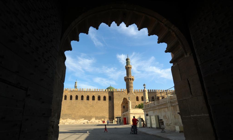 Tourists visit the Saladin Citadel in Cairo, Egypt, on Oct. 14, 2021. The Saladin Citadel, built by Saladin (1138-1193) in the 12th century, is an attraction for tourists in Cairo.Photo:Xinhua